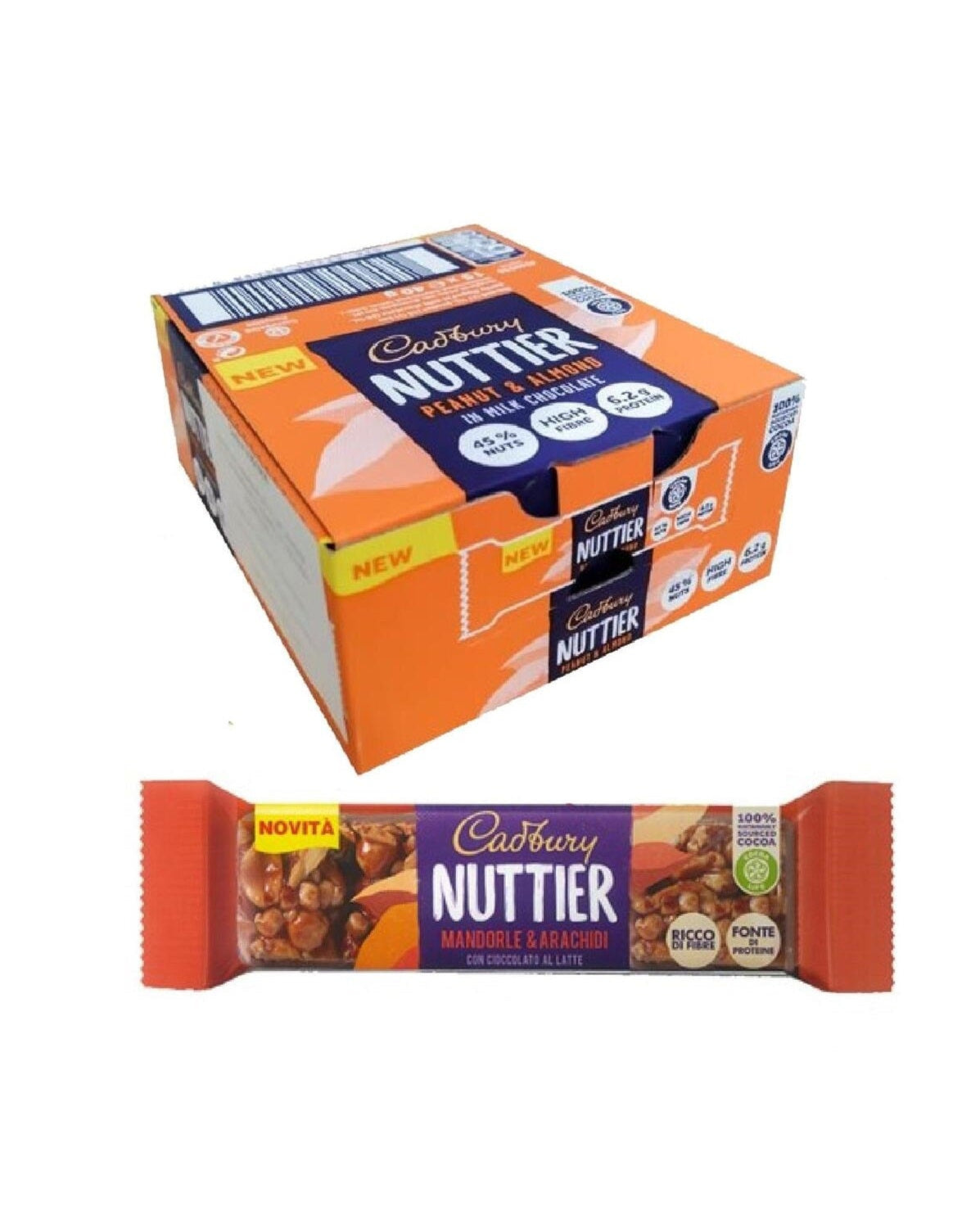 Cadbury Nuttier Arachidi e Mandorle gr40x15pz
