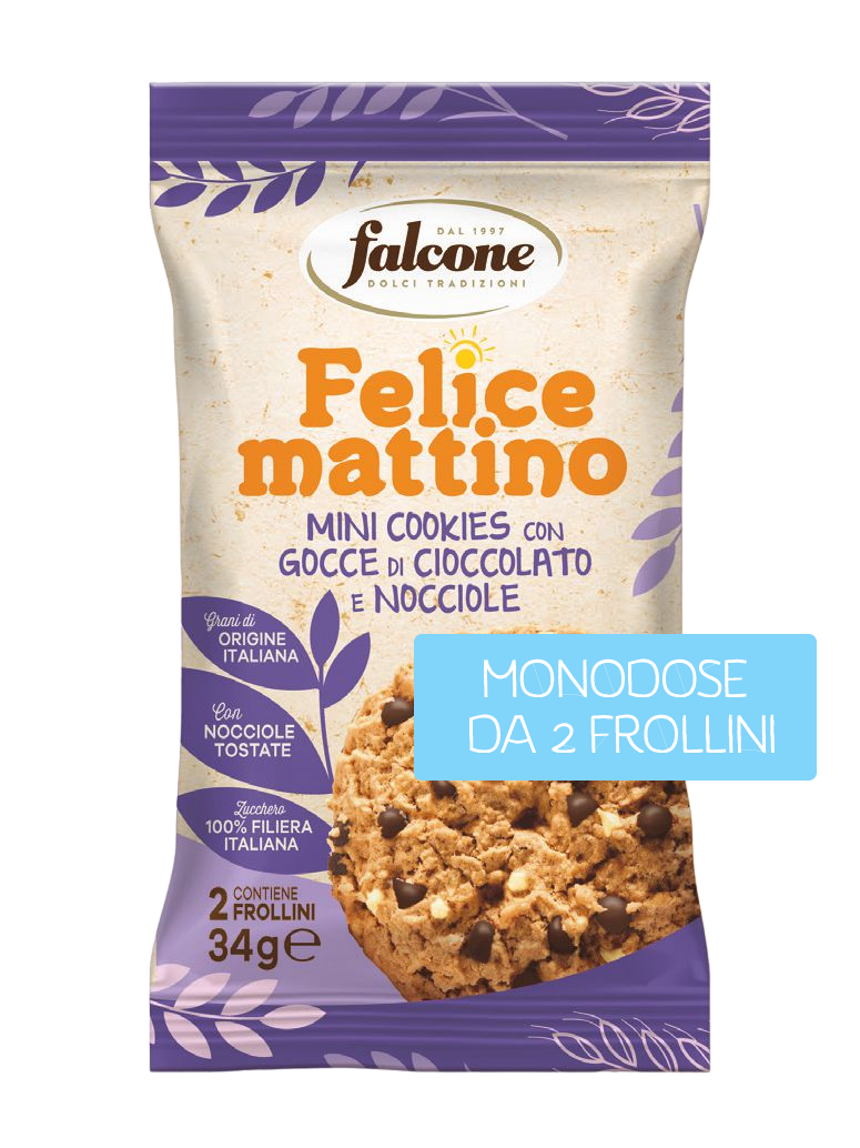 Falcone Mini Cookies con Gocce di Cioccolato e Nocciole gr34 x 44pz